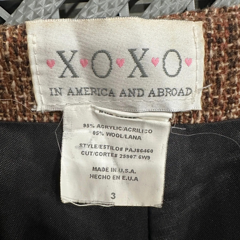 XOXO Women's Flare Leg Pants Size 3 Brown Wool Blend Retro Style USA Made - Image 4 of 4