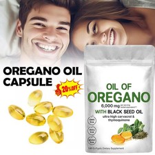 2 in 1 Oil of Oregano  Black Seed Softgels Count with Carvacrol,Immune Support