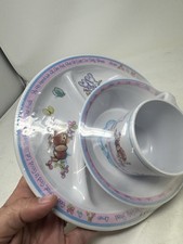 Vintage Enesco Precious Moments Three Piece Melamine Dinner Set 1986