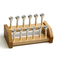 Falnvita Trumpet Mouthpiece Holder,12-Slot Wooden Stand, 2-Tier Display and S...