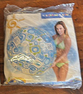 Intex Jumbo Giant Inflatable Beach Ball w/ Vinyl Repair Patch, 59070
