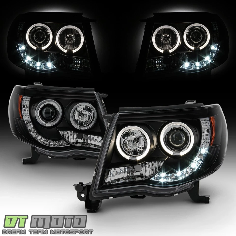 For 2005-2011 Toyota Tacoma Blk Smoke LED Halo Projector Headlights+Tail Lights - Image 2 of 4