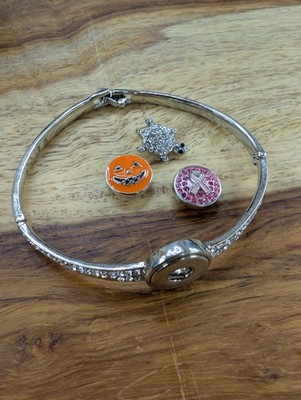 Ginger Snaps Mini Bracelet w/ 3 Interchangeable Snaps Turtle Pumpkin Ribbon