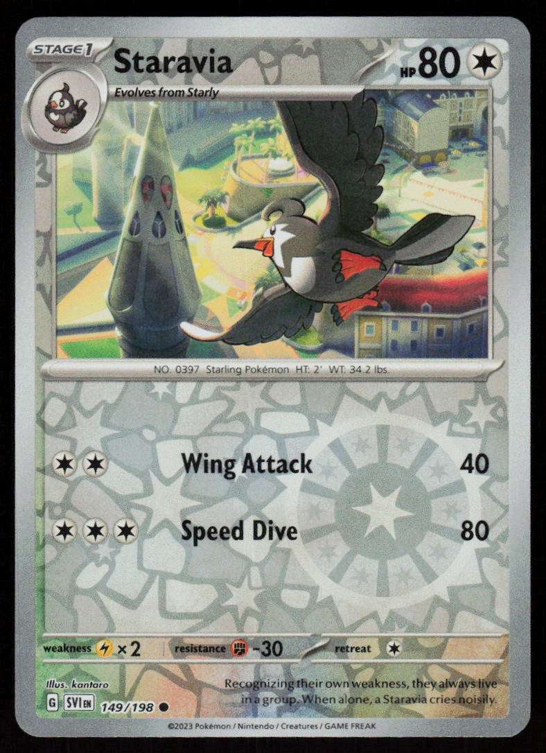 Staravia 149/198 Common Scarlet & Violet Pokemon Reverse Holo Near Mint