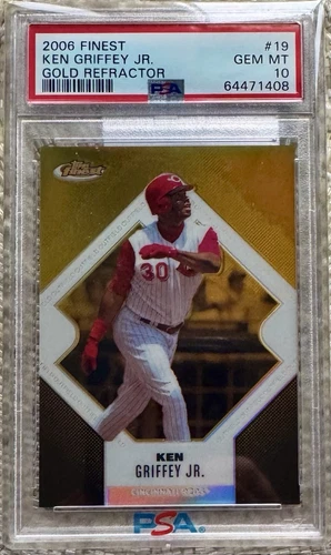 2006 TOPPS FINEST GOLD REFRACTOR /49 KEN GRIFFEY JR PSA 10 POP 5