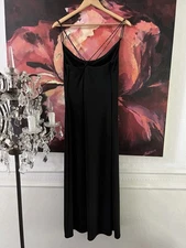 Marks & Spencer’s Black Evening Jersey Dress Beaded Straps 12 With Tags