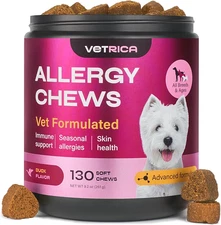 Vetrica Allergy Chews for Dogs 130ct BB 01/2026