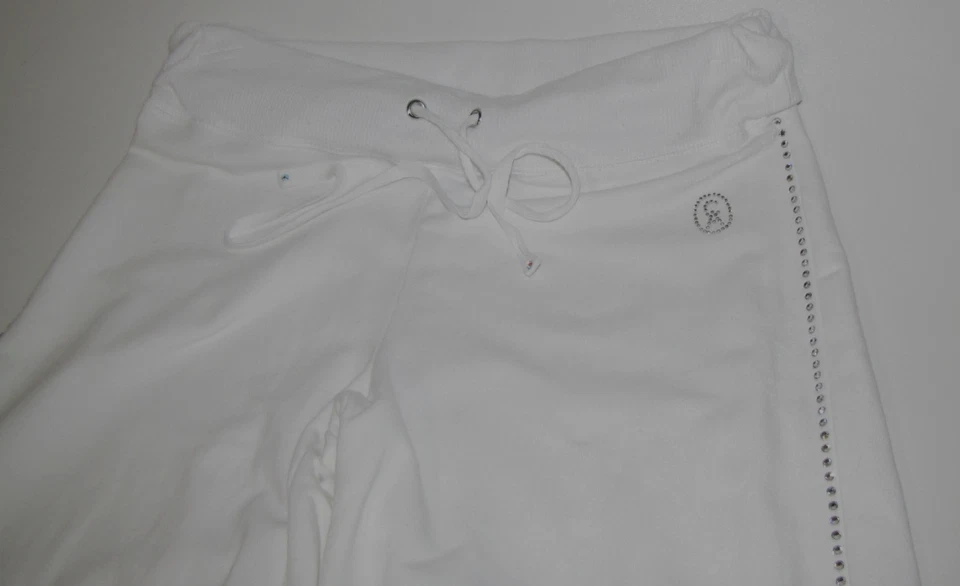 Винтажные белые укороченные брюки Christine Alexander с широкими штанинами и стразами с украшениями Wm.S. - Изображение 2 из 4