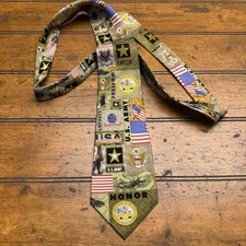 Eagles Wings Mens US Army Tie 100% Silk Honor Loyalty Freedom Patriotic USA