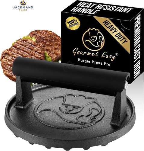 Smash Burger Press for Griddle, 2 lb Heavy Duty Cast Iron