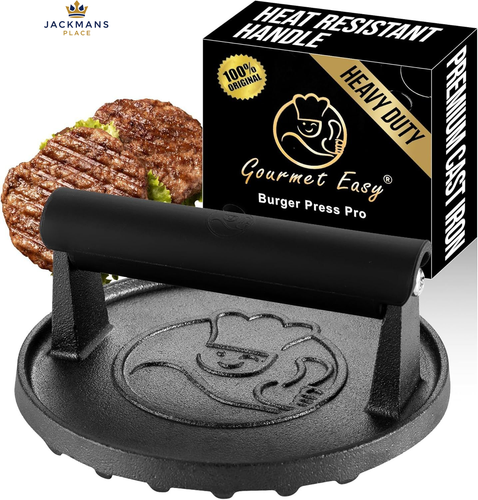 Smash Burger Press for Griddle, 2 lb Heavy Duty Cast Iron