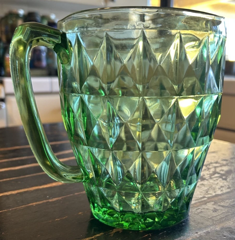 Jeannette Windsor Green Uranium Glass 6 3/4" 52 oz PITCHER - Image 2 of 4
