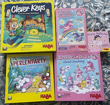 HABA Clever Keys & Unicorn Glitterluck Games Bundle Kinderspiel des Jahres 2021