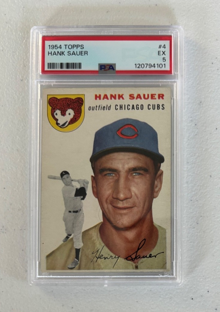 1954 TOPPS BASEBALL #4 HANK SAUER PSA 5 EX