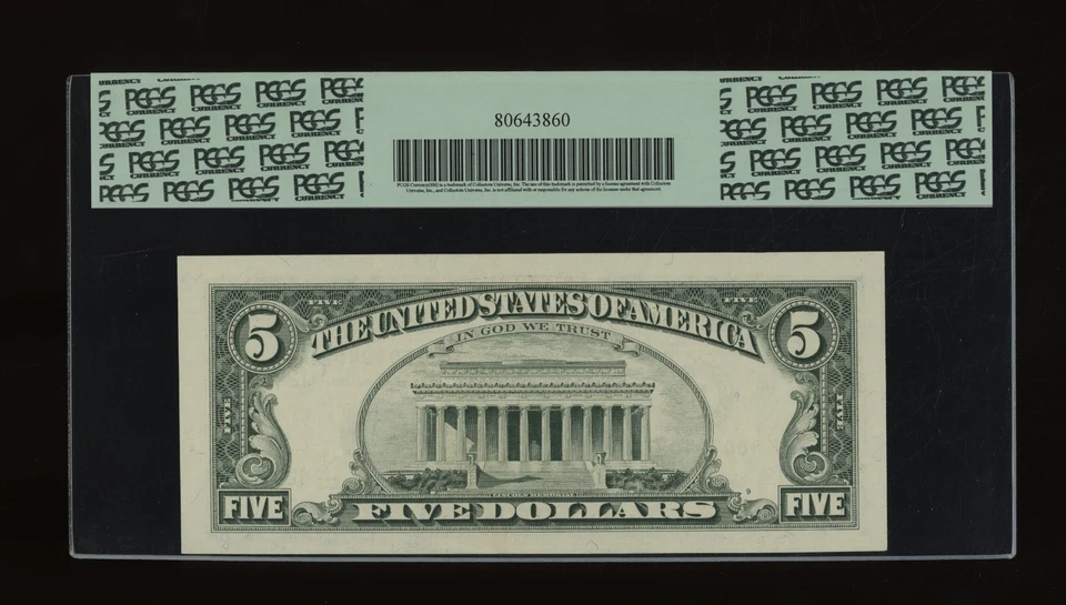 DBR 1993 $5 FRN San Francisco Fr. 1983-L PCGS 62 Serial L88070402B - Image 2 of 2