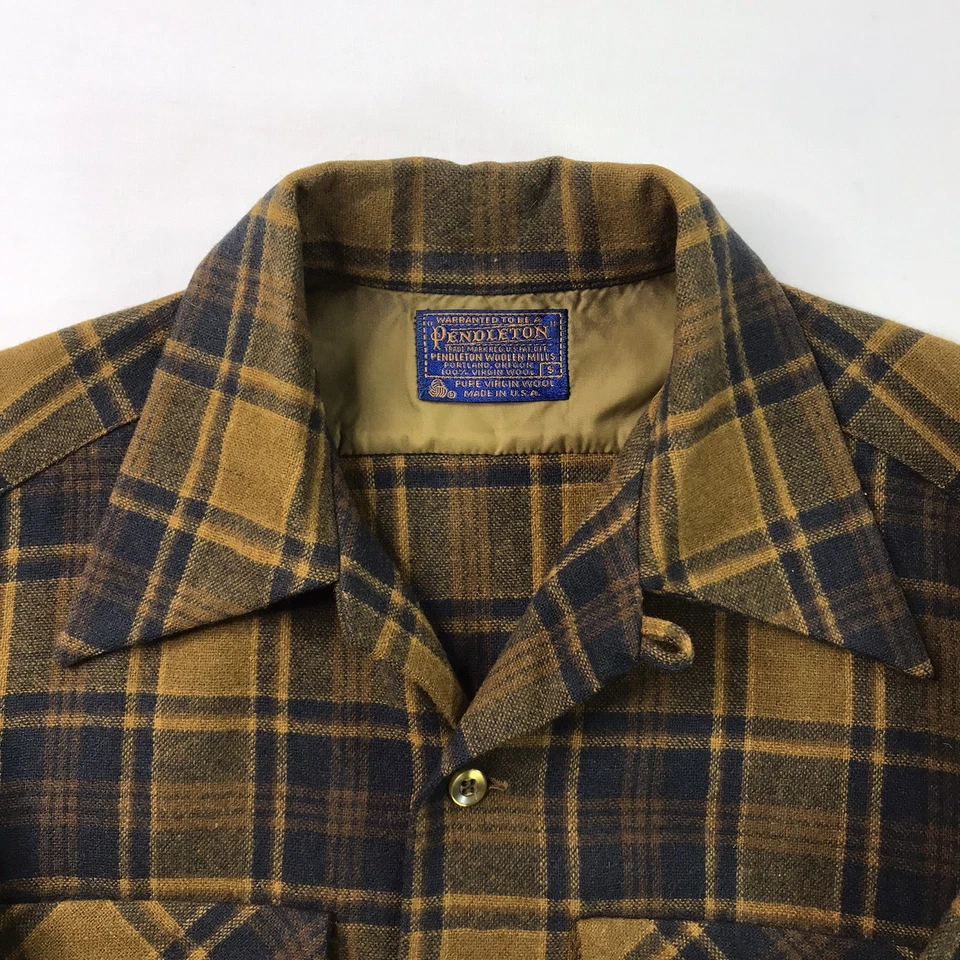 Vintage 50s 60s Pendleton Wool Loop Collar Board Shirt Plaid Flannel USA Men’s S - Image 3 of 4