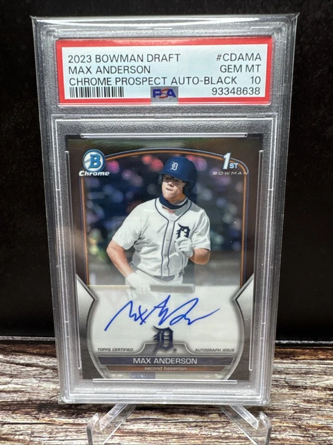 2023 Bowman Draft Max Anderson Chrome Prospect Black Auto /75 #CDA-MA PSA 10