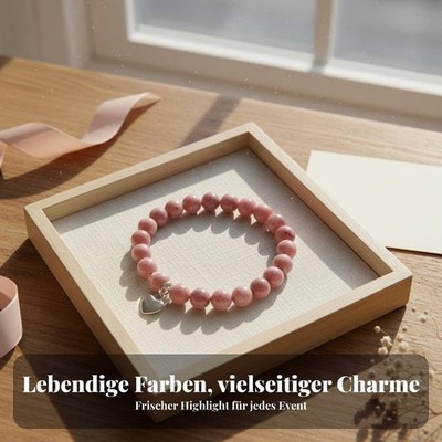 Rosa Striped-Stein Armband Bedeutungsvolles Geschenk Naturstein Perlenarmband