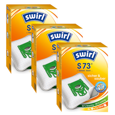 12 Staubsaugerbeutel Swirl S73  geeignet für Siemens Power Edition Evolution 180