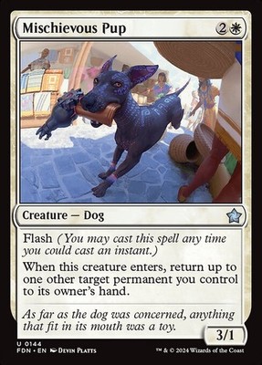 [MTG] Mischievous Pup (Foil) (0144) (FDN) LP-HP