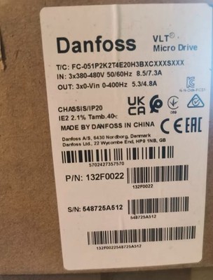 Danfoss frequency converter FC-051P1K5T4E20H3BXCXXXSXXX 132F0020 Brand new