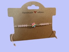 Girls Adjustable Pink Beaded Cord Star Bracelet Set of 3