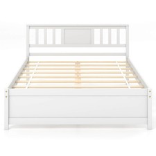 Full Size Bed Frame with Headboard Wood Slat Support No Box Spring Needed