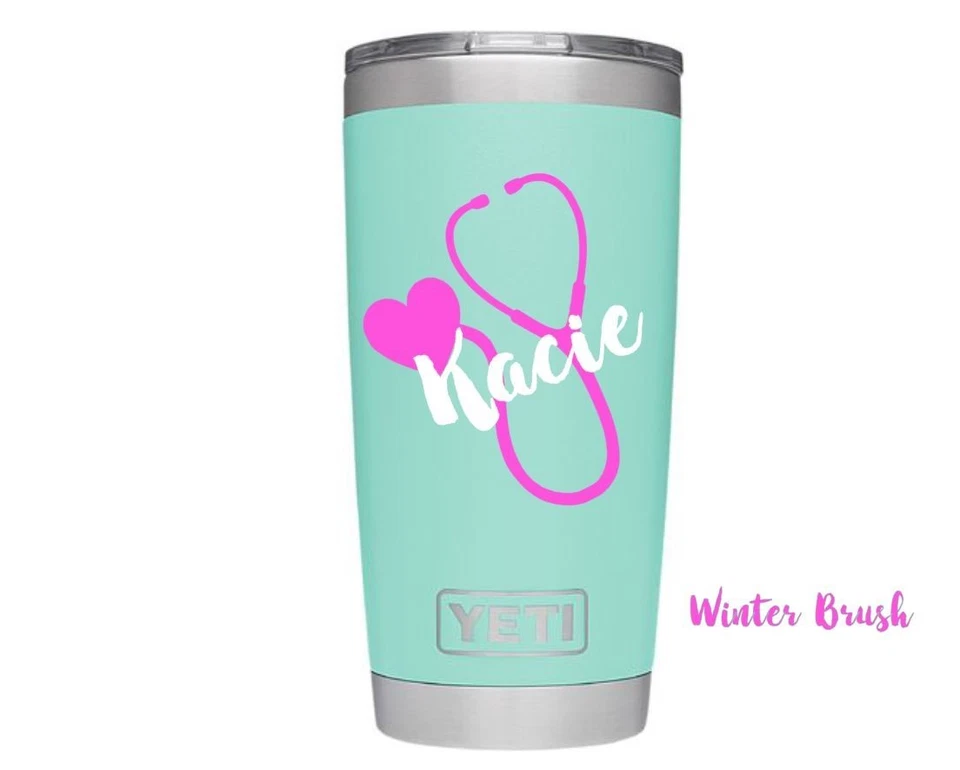 Calcomanía monograma pegatina de vinilo para tu vaso portátil taza estetoscopio enfermera regalo Foto 2 de 3