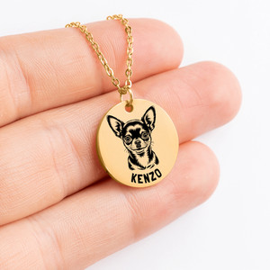 Authentic Personalized engraved Chihuahua necklace in a jewelry box + sweet message card