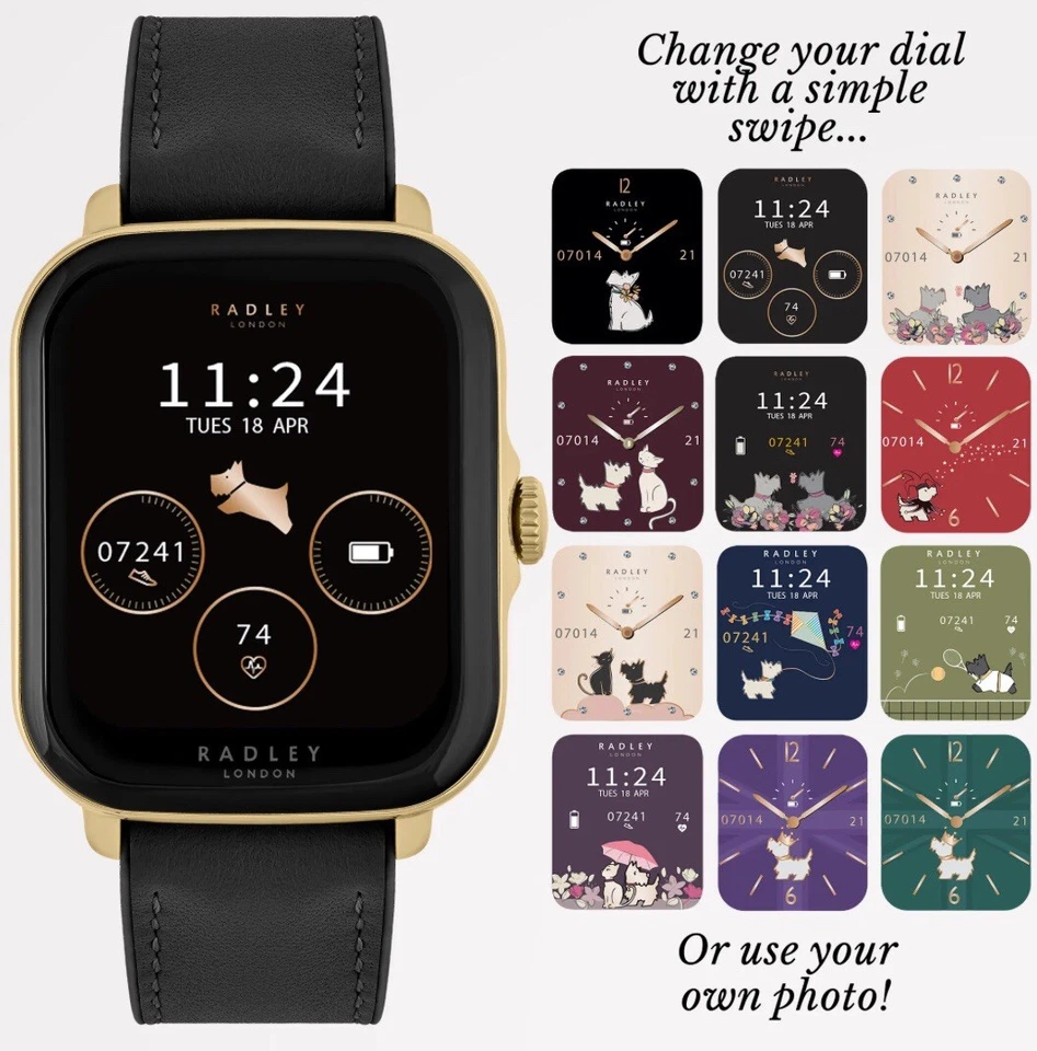RADLEY S20 Black Leather Strap and Yellow Gold Case, 1.7” OLED display screen - Image 3 of 4