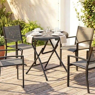 Outsunny Gartentisch, Runder Klapptisch, Ø80 cm Beistelltisch für 4 Personen - Bild 1 von 4