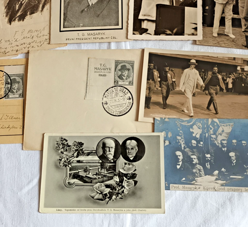 Lot Postkarten vor 1945 T.G. Masaryk Präsident Tschechoslowakei tlw.gelaufen - Bild 4 von 4