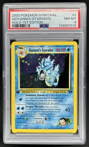 2000 Pokemon Gym Challenge 1st Edition Giovanni's Gyarados #5/132 PSA 8