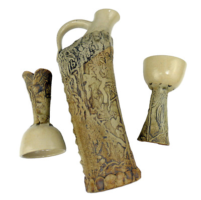 Hand Built SCULPTURAL MiD Century MoDerN Ceramic DECANTER Carafe  ART Pottery 