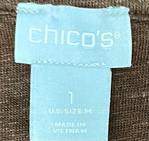 Chico’s Brown 3/4 Sleeve V-Neck 100% Linen Top Women’s Size M/8 (Chico’s 1) - Picture 3 of 5