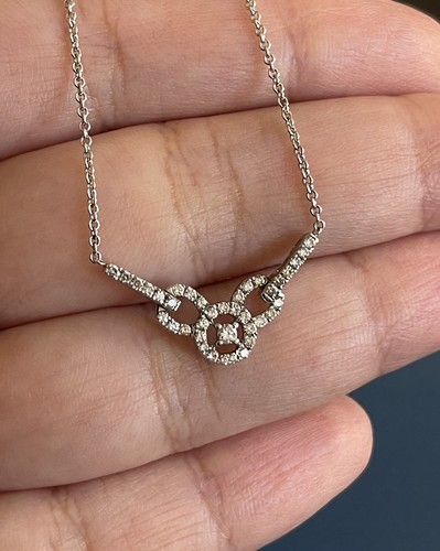 18ct White Gold Diamond Necklace in 0.50ct Chocker Cocktail 18" Chain 1/2ct - Picture 7 of 14
