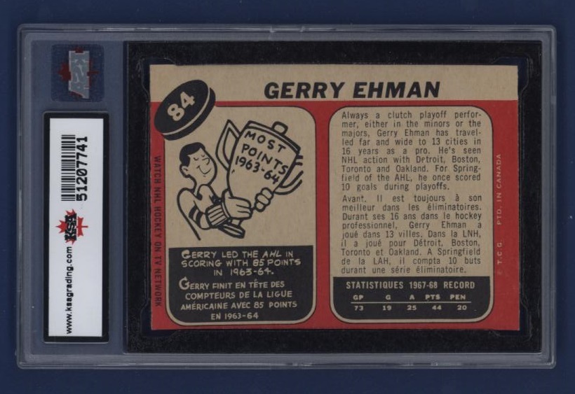 50〜60's ビンテージ　ヌバックレザー❗️ユニオンチケット❗️ 1968-69 OPC O-Pee-Chee #84 GERRY EHMAN KSA 8 NMM Oakland Seals | eBay