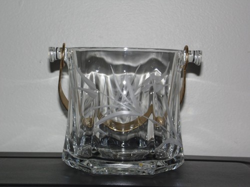 Secchio ghiaccio vetro inciso cristallo Metà secolo Arte Murano vintage metà secolo + pinze stoviglie - Foto 7 di 13