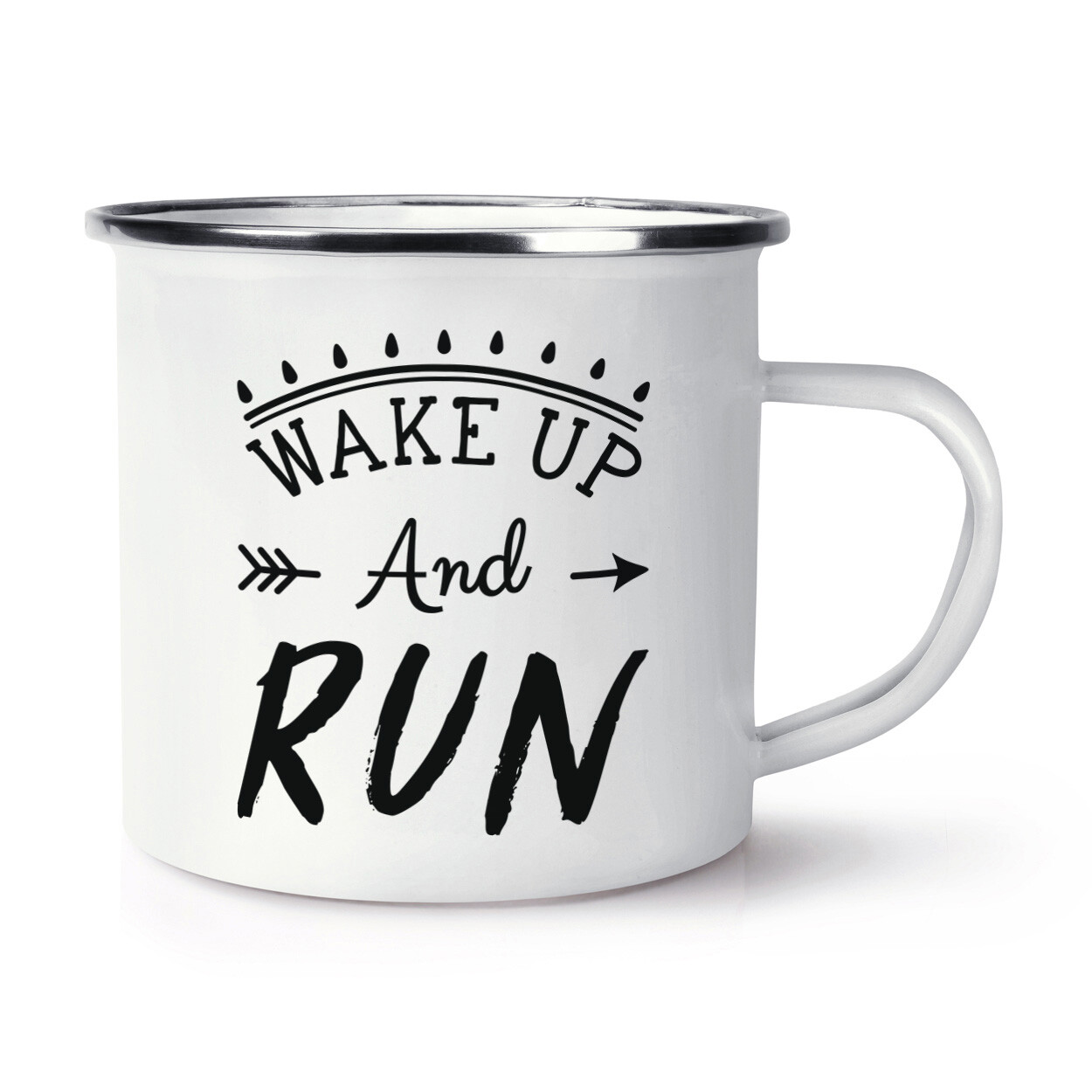 Wake Up And Run Runner Enamel Mug Cup Runner Running Marathon Funny