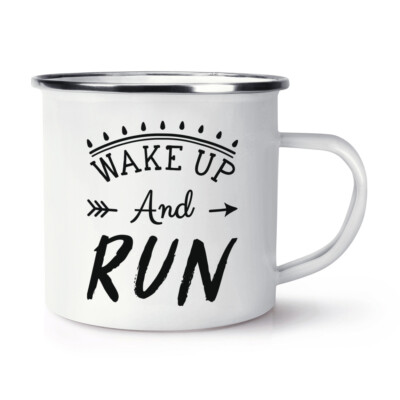 Wake Up And Run Läufer Emaille Tasse Becher Läufer Laufen Marathon lustig