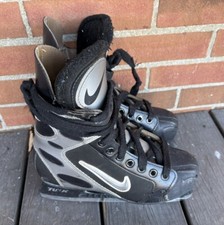 Nike Zoom Air Ice Hockey Skates Sz 5Y Black Grey Tuuk Vintage 90s Youth