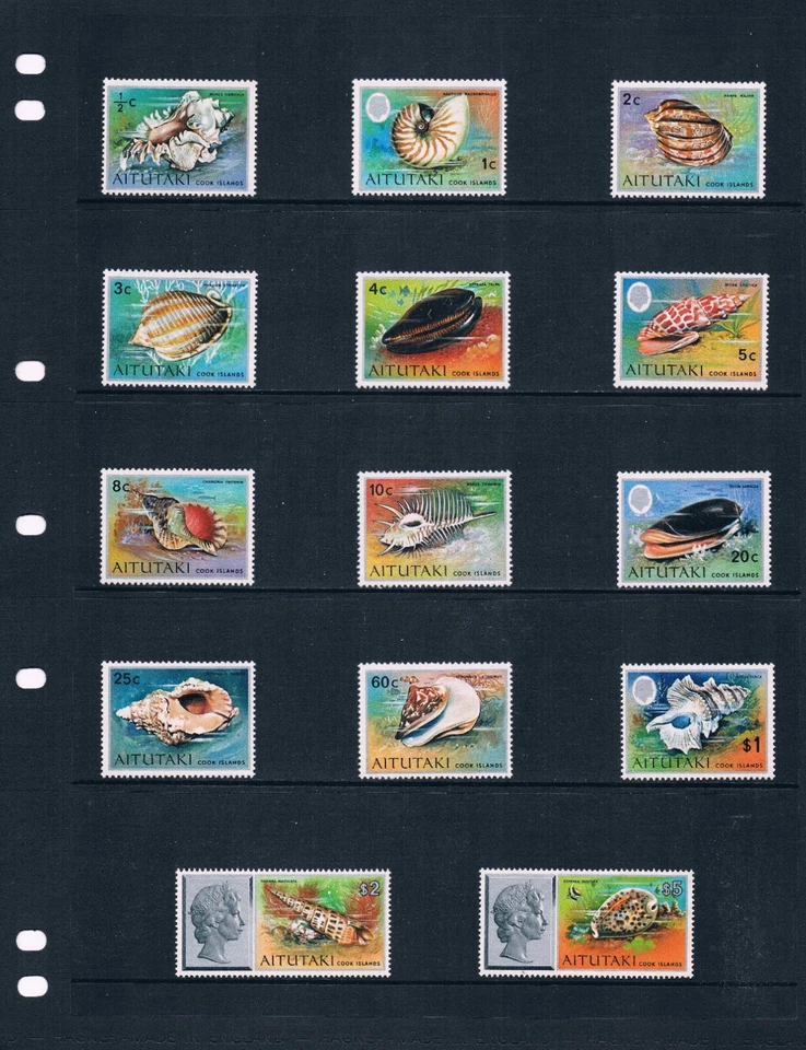 $49.85 Scott Value - 1974-75 AITUTAKI Seashells definitive Pacific CV MNH NH UMM - Image 2 of 4