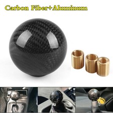 Carbon Fiber Round Ball Shape Car Manual Transmission Gear Shift Knob w/Adapters