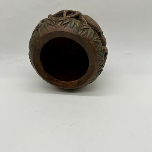 Cuenco relieve 3D vintage de madera tallada a mano elefante y palmeras - Imagen 16 de 17