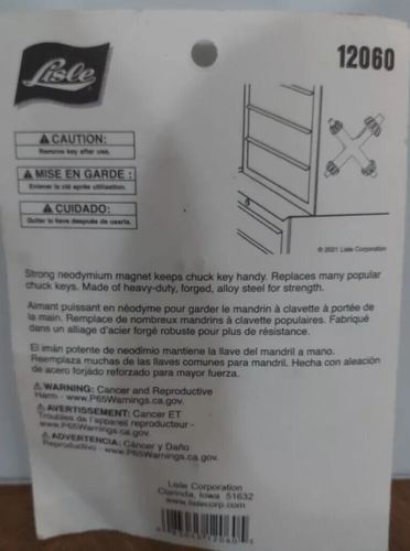 Lisle 12060 Large Master Magnetic Chuck Key with 4 Sizes - Picture 3 of 3