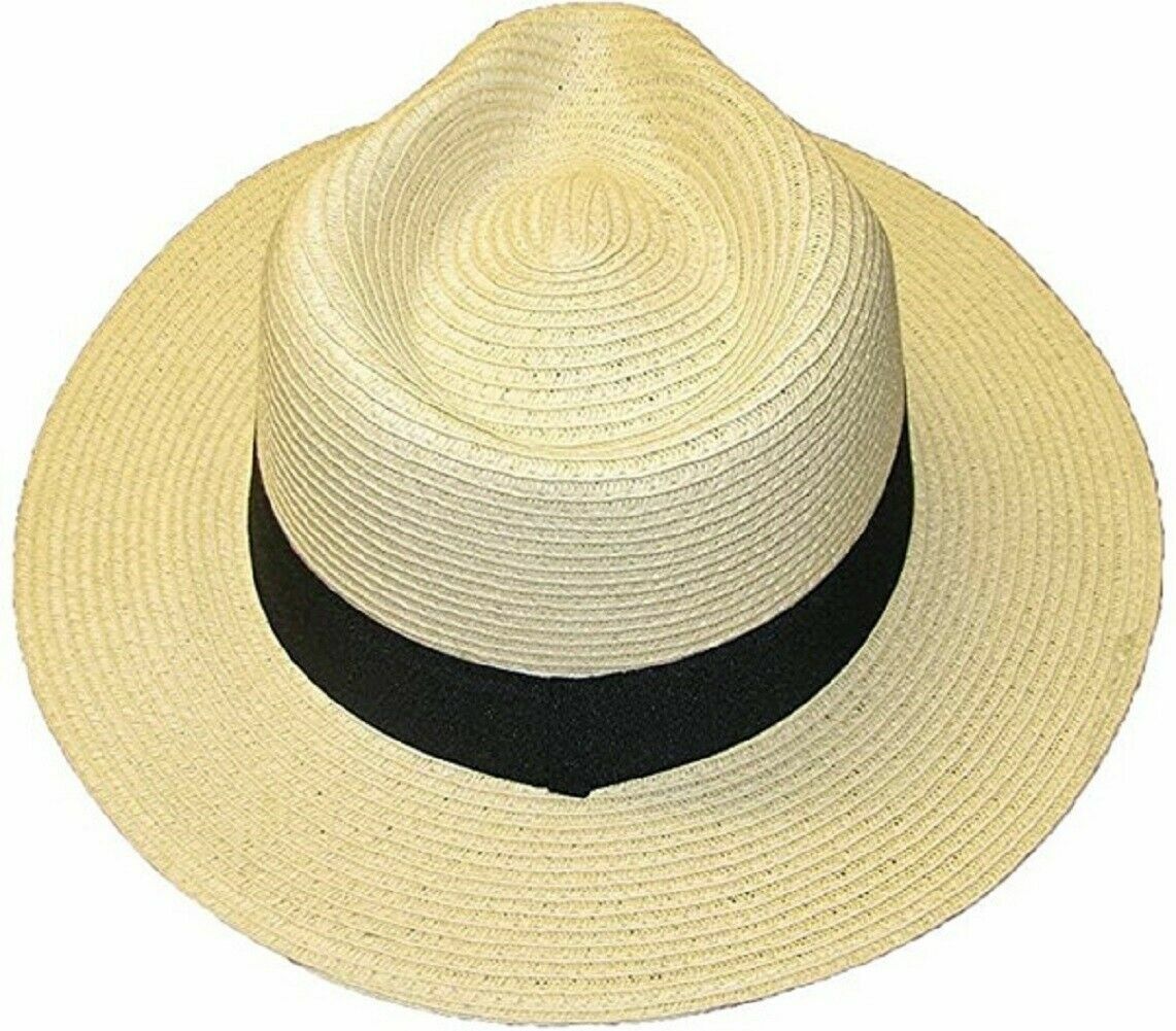 Sombrero Fedora Panamá de paja natural para hombre/mujer en 3 tallas - aplastable, poste rápido