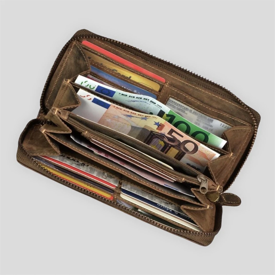 Portafoglio Greenburry In Pelle RFID Con Zip E 15 Porta Carte - Immagine 2 di 4