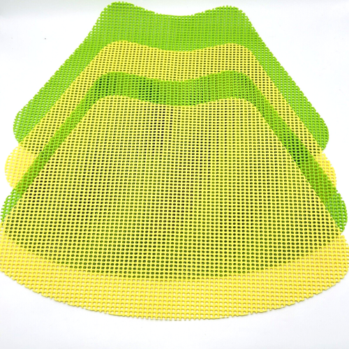 Set of 4 Rubber Mesh Wedge Shaped Placemats Lemon Yellow Lime