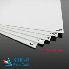 ABS Plastic Sheet - 1/16" Thick - White - 6" x 12" - Vacuum Forming Hobby
