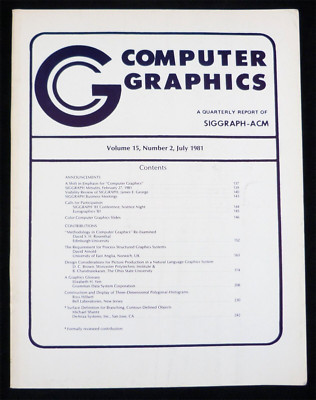 Computer Graphics A Quarterly Report of SIGGRAPH-ACM Vol. 15, No. 2, July 1981